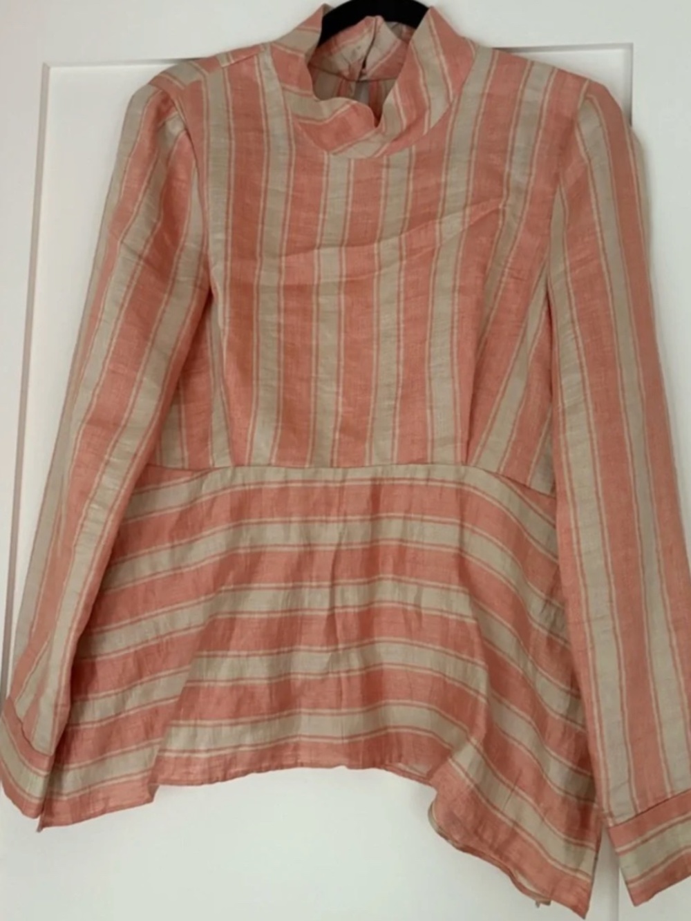 Linen Blend Rachel Comey Peach and Cream Striped Tunic